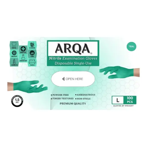 جوانتي نتريل اخضر ماليزي اركا ARQA Green Nitrile Gloves (نسخة)